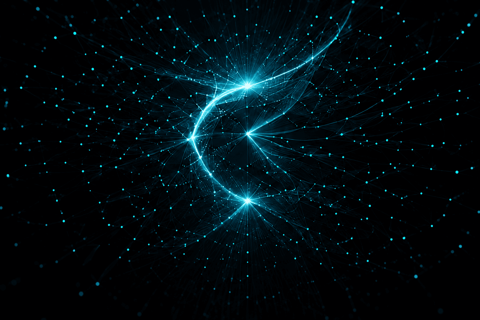 Blue connected model network artwork